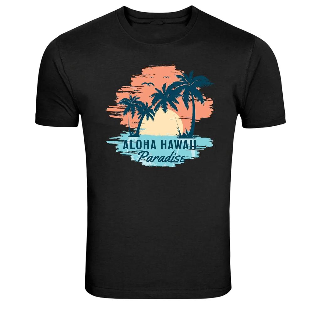 Aloha Hawaii Paradise Tropical Sunset Beach Graphic T-Shirt