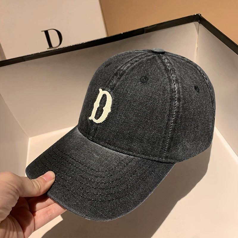 Simple and versatile embroidery letter D denim baseball cap women's spring summer fashion soft top cap shows small face