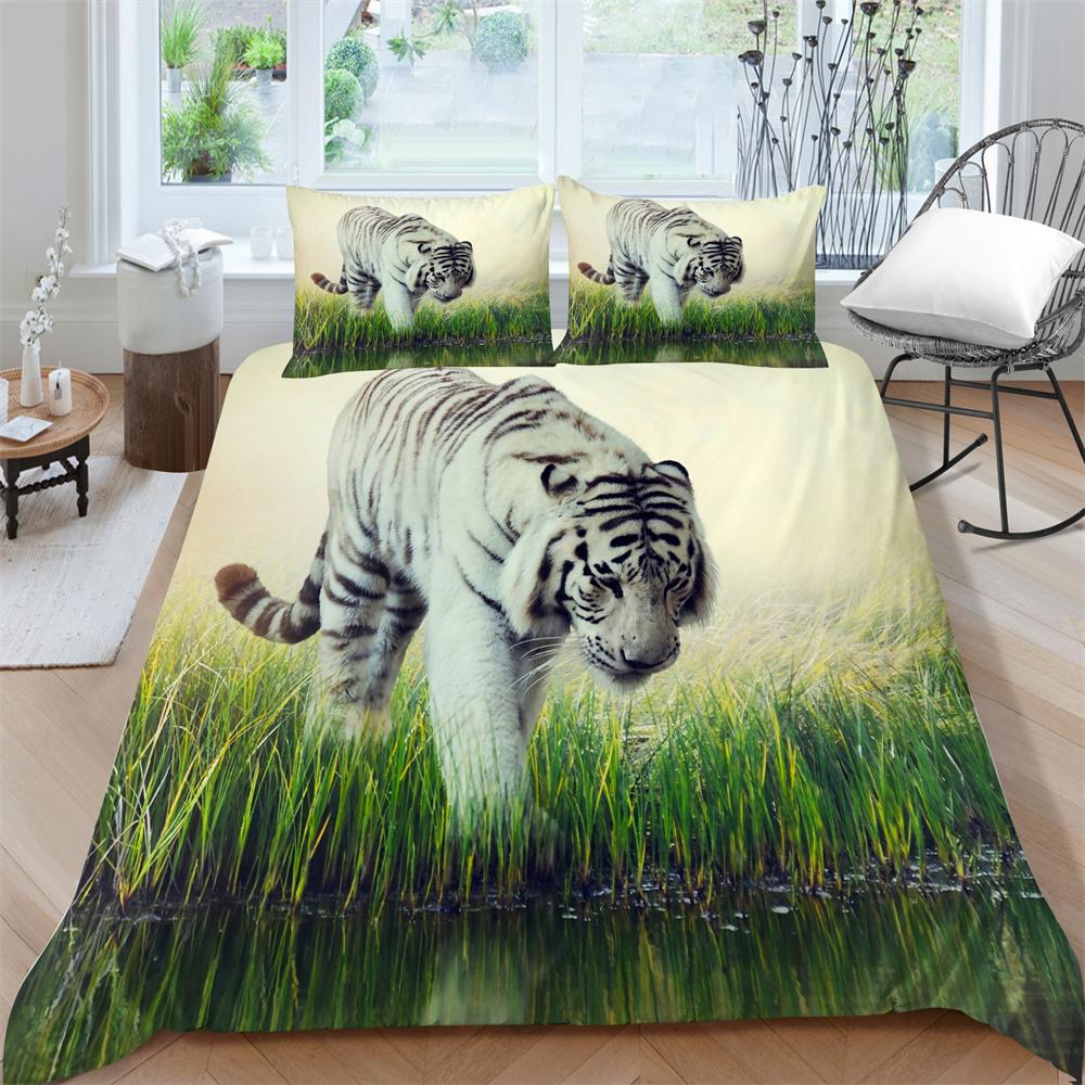 Tiger Printing Bedding Cover Suit Animal Style Duvet Cover Man Woman Single Double Size Polyester Bedroom Decor