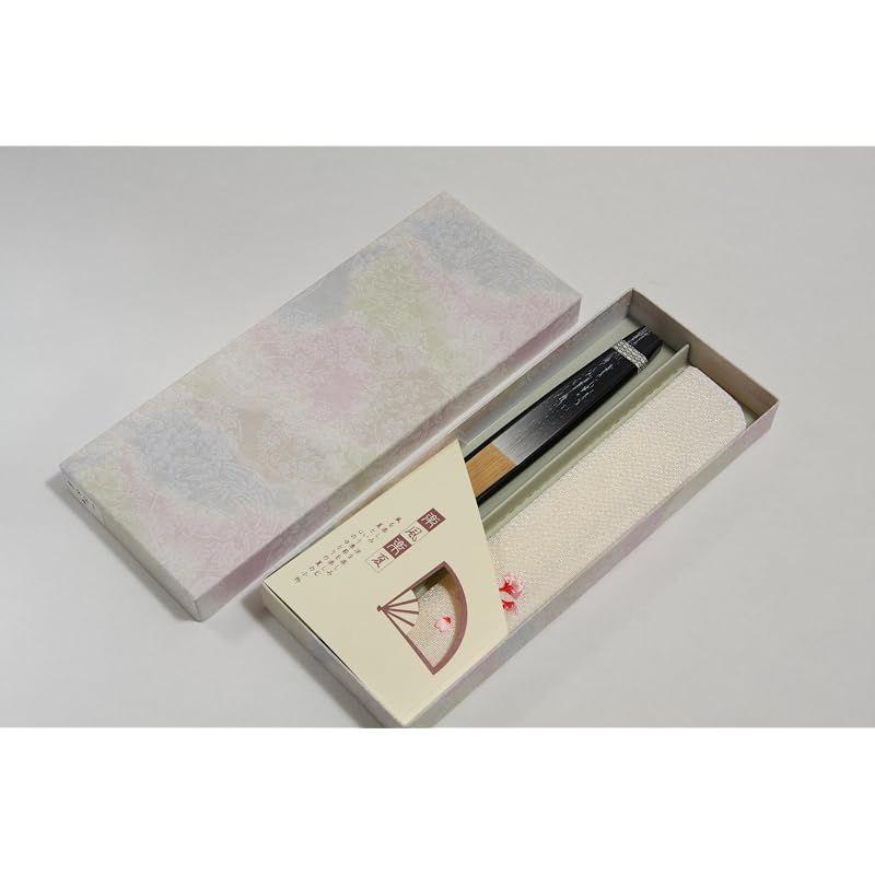 Used [New] [Hasegawa] Fan "Sakura pattern" double-sided pattern, handmade by Kyoto craftsmen, embroidered fan, fan bag included, paper box 0