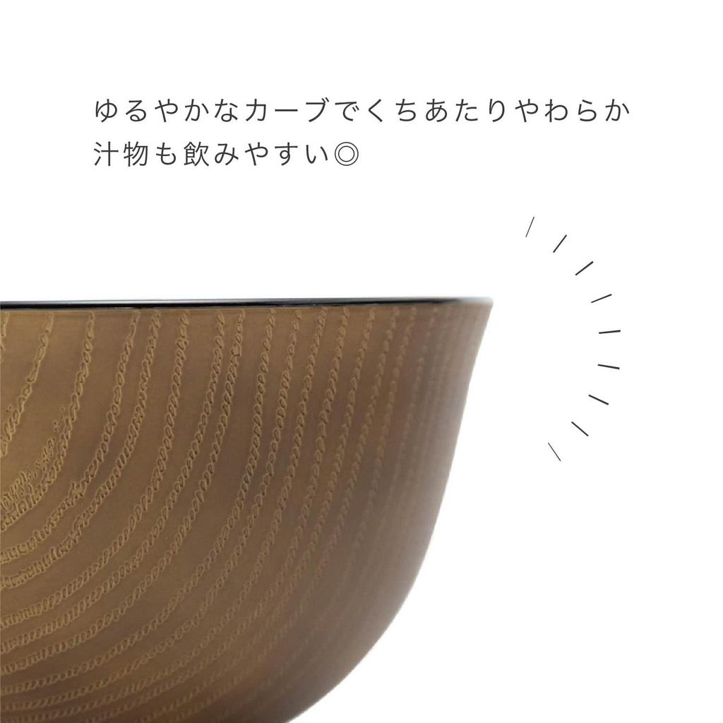 Asahi Koyo Feathered Wood Глянцевый Набор из Посудомоечной машины и Микроволновой печи Сделано в Миски, Зерно, Коричневый, 3, Безопасный, Япония, AZ23-12