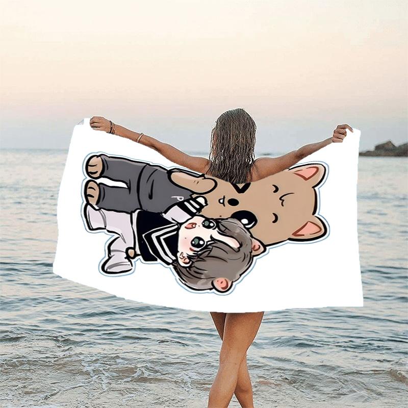 1pc Kpop Team6 Beach Towel, Beach and Seaside Swimming Pool Equipment, Fashion Pattern, Rectangular, Travel Essentials