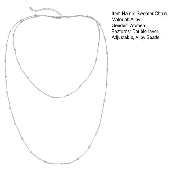 Женская цепочка для свитера, двухслойные бусины из сплава, регулируемая одежда, ювелирные изделия для свиданий, выпускного вечера, вечеринки, одежды