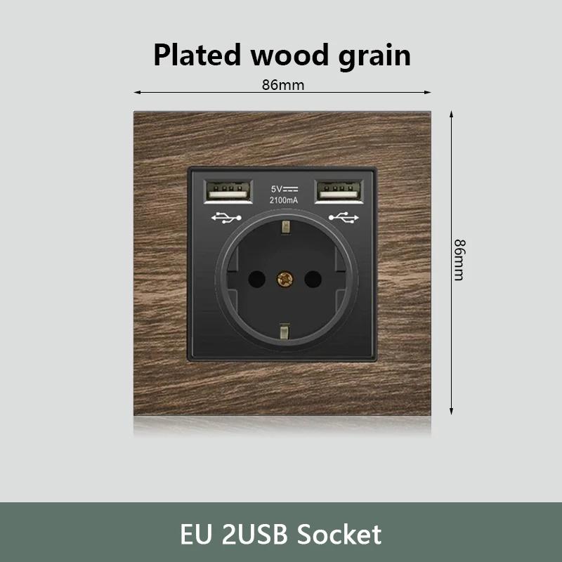 Настенный выключатель с рисунком под дерево, 18 Вт, быстрая настенная розетка типа C 220 В, европейская электрическая розетка EU FR с зарядным устройством USB