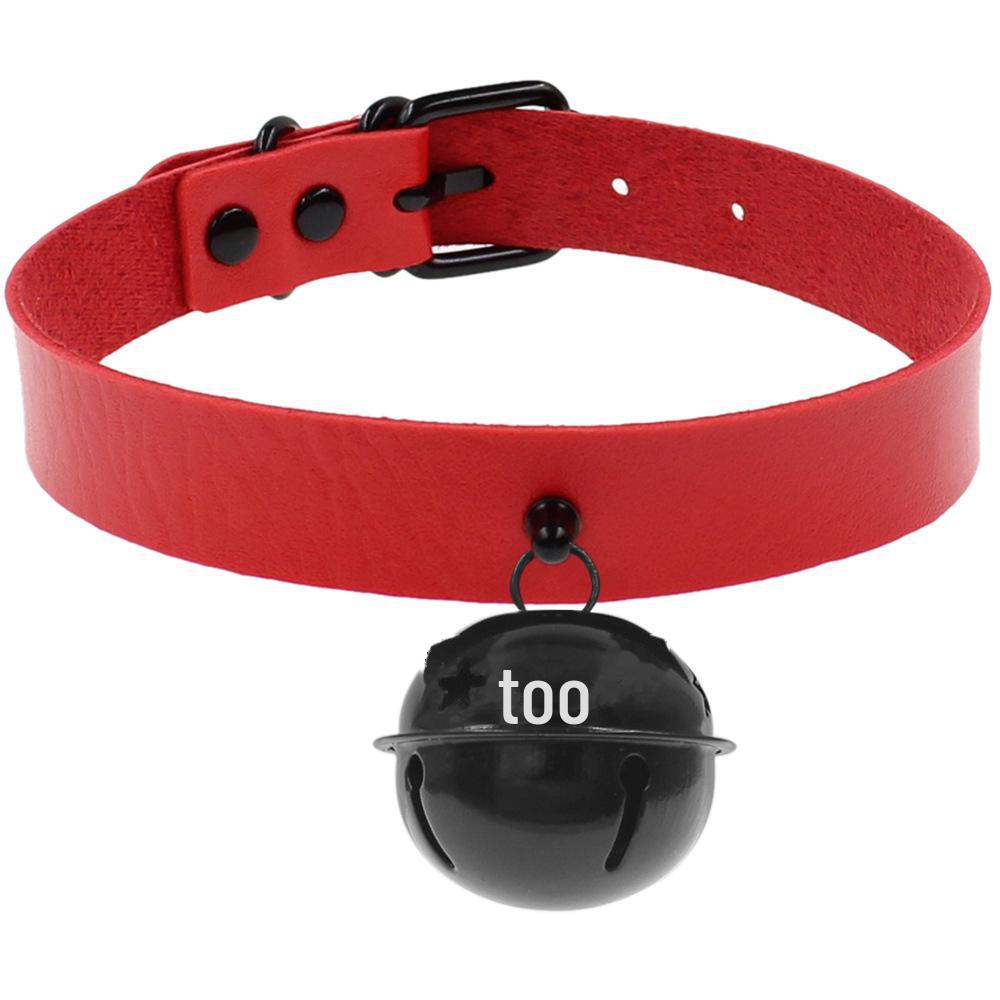 Стильный черный ошейник из искусственной кожи в стиле Харадзюку с подвеской-колокольчиком