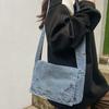 Denim Shoulder Underarm Bag Women's Wide Shoulder Strap Crossbody Bag Shoulder Bag