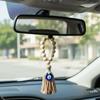 Handmade Wooden Bead Pendant 22cm Rearview Mirror Pendant Retro Tassel Pendant