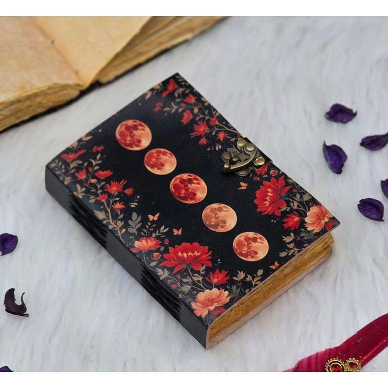 Lunar Blossom Journal | Moon Phase Lock Diary | Vintage Floral Notebook | Witchy Spellbook | Gift for Writers & Dreamers | Grimoire Journal