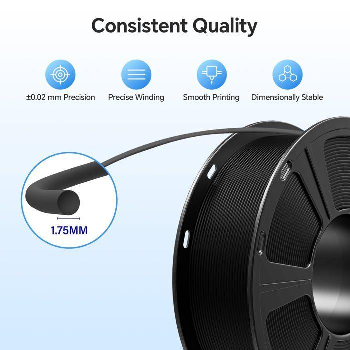 Gris PLA Filament 1.75mm Imprimante 3D Filament PLA 1kg Bobine