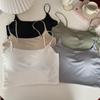 Chest Pad Tank Top Ice Silk Halter Crop Tops Women Summer Camis Backless Camisole Fashion Tube Lady Sleeveless Cropped Vest