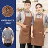 Водонепроницаемый фартук для мужчин и женщин, регулируемая длина, завязывающийся на талии, многокарманный фартук для кухни, гриля, ресторана, бара, кафе, салона красоты, маникюрной студии, униформа