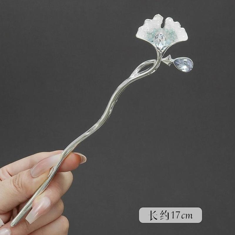 Новая блестящая заколка для волос с битым хрусталем для женщин, неокитайский стиль, бабочка, павлинье перо, бантик, палочка для волос, аксессуар для волос для девочек