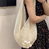 Women'S Braided Bag Korean Style Shoulder Tote Bag Lazy Style Knitted Hollow Flower Beach Bag