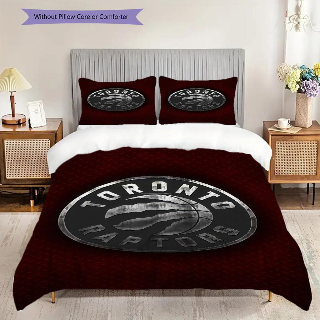 Toronto Raptors Basketball Spirit Three-piece set(1 * duvet cover + 2 * pillowcase, without core)Duvet cover and pillowcase Soft and comfortable