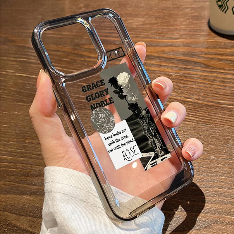 Чехол для телефона с черным цветком для iPhone 14 Pro Max, чехол для iPhone 15 Pro Max 11 13 12 7 8 Plus XR XS X SE, мягкий силиконовый противоударный чехол