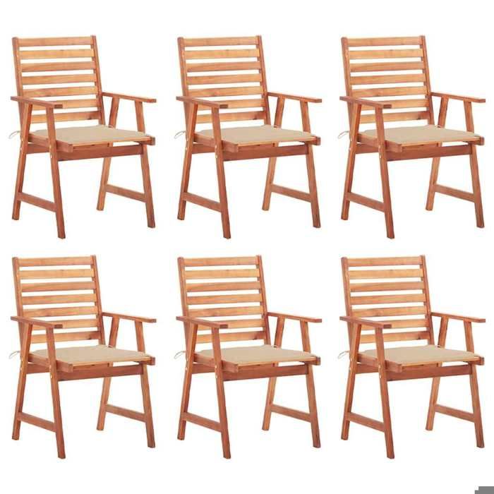 Maison Exclusive - Chaises à manger d'extérieur lot de 6 et coussins Acacia massif