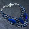 Natural Blue Labradorite, Topaz 925 Sterling Silver Jewelry Necklace 18" T3Q72