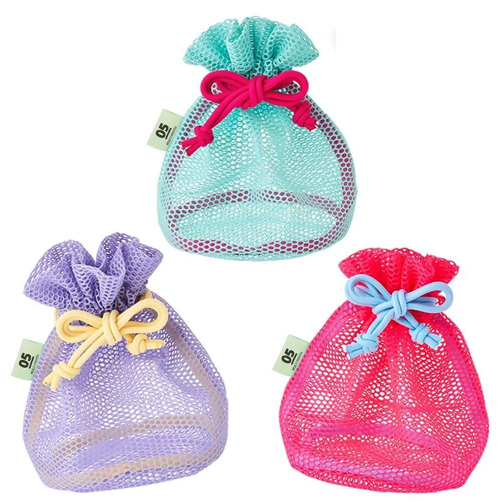 Reusable Mesh Drawstring Bag Ultra Light Travel Toiletry Bag Makeup Storage Bag  Cosmetic Pouch