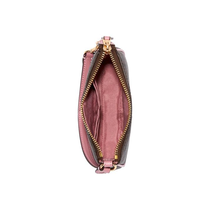 Coach Сумка для маджонга Nolita 15 Classic из канвы с монограммой и кожи, женская сумка-тоут, темно-коричневый, розовый C4580-IMRSH