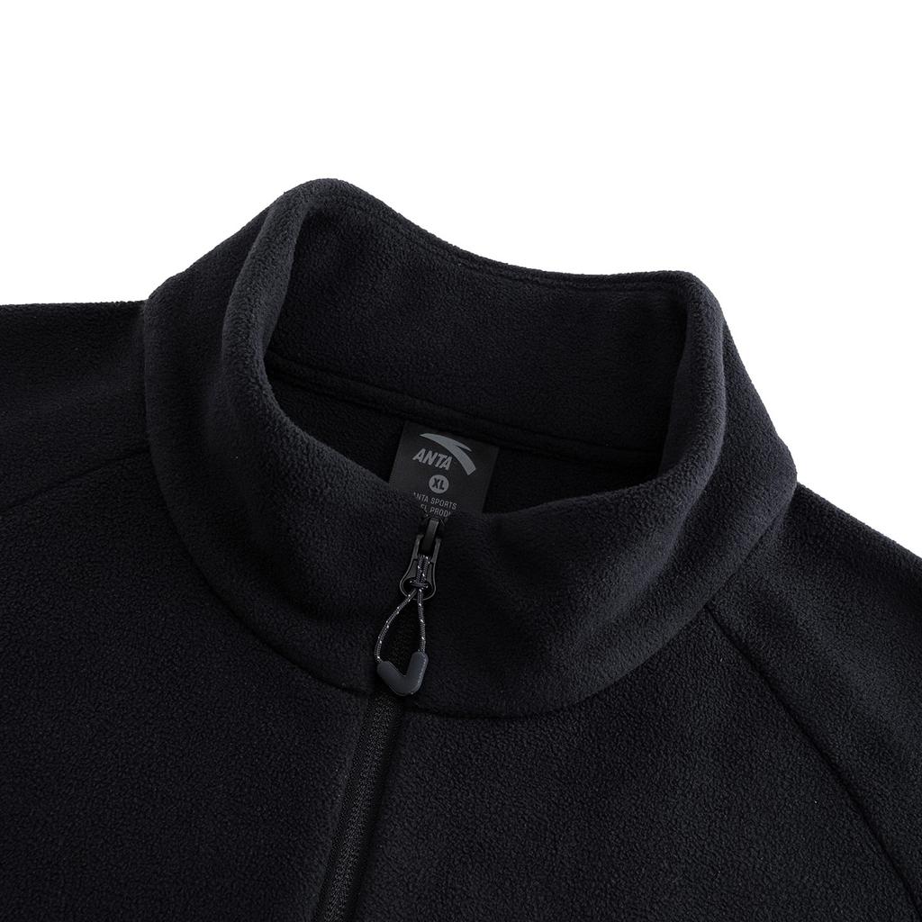 Anta Fire Shell Fleece Stand Collar Jacket Fashion Casual Warm Fleece Lock Temperature Liner Unisex Jacket Basic-Black 972616702-3