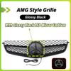 FCM5   All Glossy Black AMG Style Upper Grille With Mirror LED Star Emblem Logo Badge For Mercedes Benz C-Class W204 C63 AMG 2009-2011