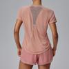 Women's Breathable Quick-Dry Mesh Short Sleeve Yoga Top – Loose Fit Fitness Training T-Shirt