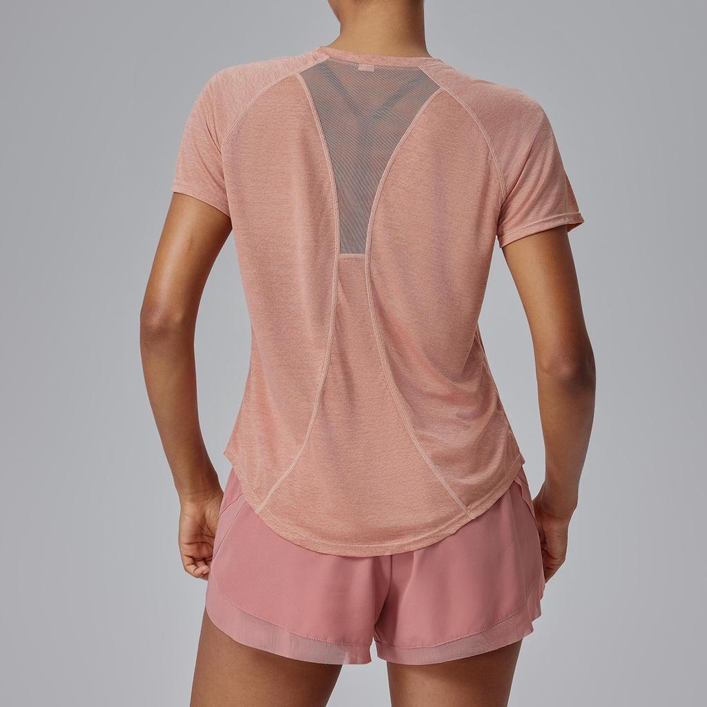 Women's Breathable Quick-Dry Mesh Short Sleeve Yoga Top – Loose Fit Fitness Training T-Shirt