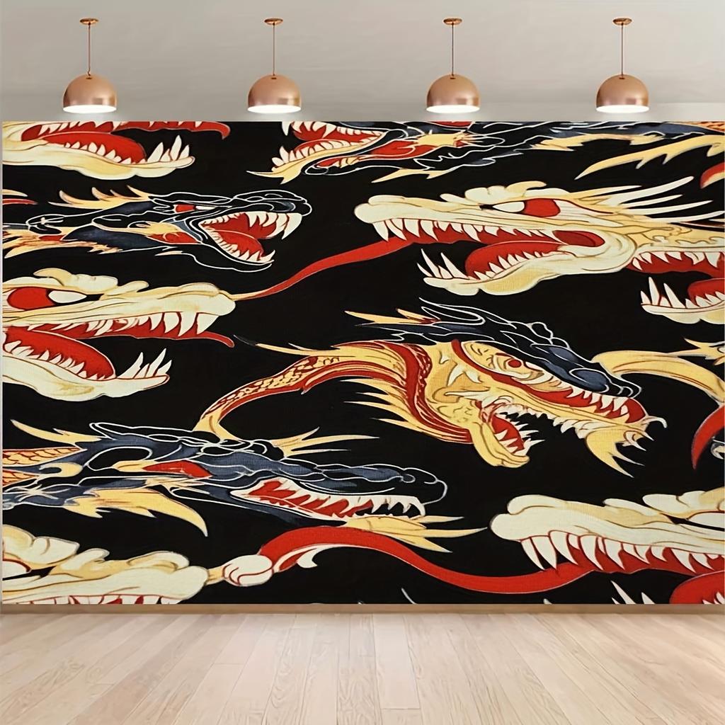 2D flat background fabric - dragon pattern, 1 photography background banner, multifunctional home decoration prop