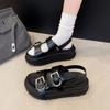 Black One-word with Sports Platform Sandals Women's 2025 New Summer Wear Light Soft Sole Heightening Roman Shoes