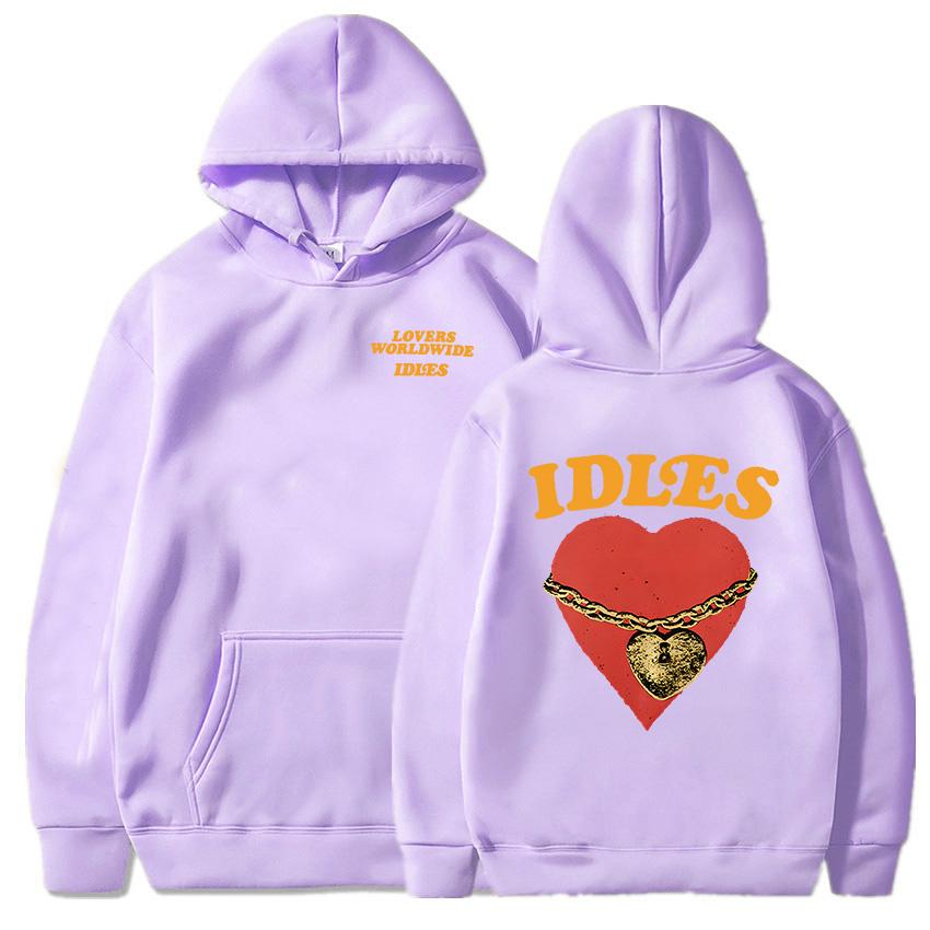 IDLES LOCKED HEART HOODIE Толстовка с длинным рукавом Мода Мужские толстовки с капюшоном Унисекс Уличная одежда Панк Группа Хип-хоп Пуловеры Мужская одежда