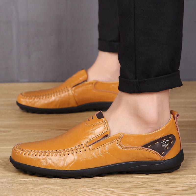 Повседневная обувь ручной работы. Мужские мокасины. Удобные кожаные туфли на плоской подошве. Мягкие кожаные лоферы38-47.