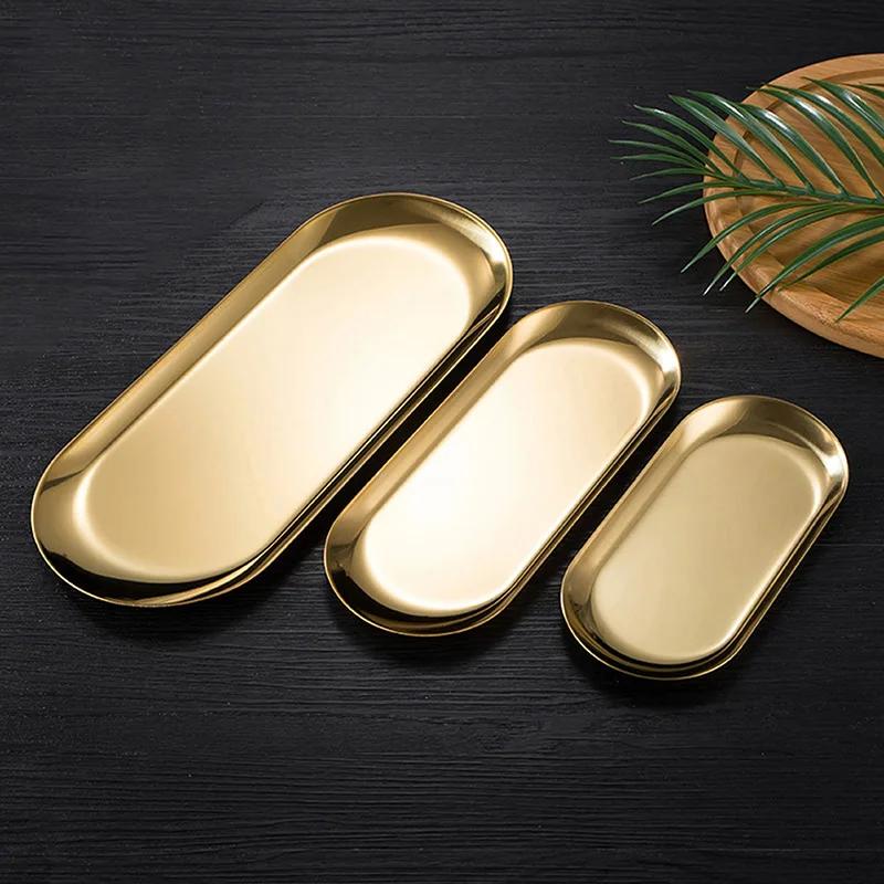 Нержавеющая сталь обеденная тарелка поднос ювелирные изделия косметика декоративные подносы органайзер закуски орехи фрукты торт держатель для хранения кухня