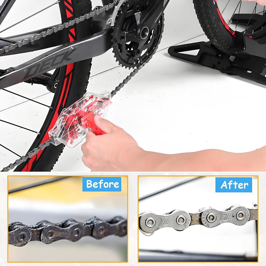Bike Chain Cleaner Tool Kit – Transparent Bicycle Chain Cleaning Machine with Built-in Brushes