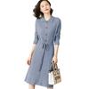 Women Knitted Dresses Female Long Sleeve Dress Autumn Winter Turn-down Collar Button Slim Dresses