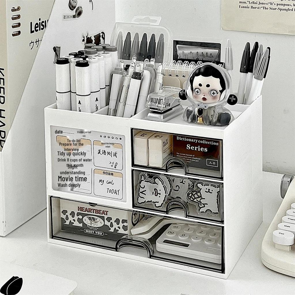 Acrylic Desktop Organizer: Drawer-Type Student Punch Clock & Pen Holder