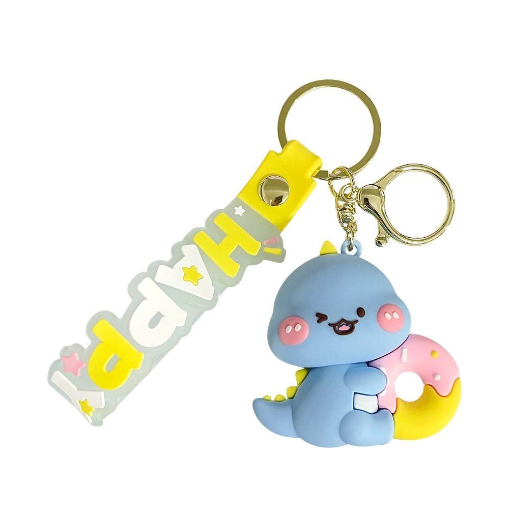 Cute Cartoon Animal Key Ring 3D Car Key Chain Accessories Little Dinosaur Keychain Bag Charm