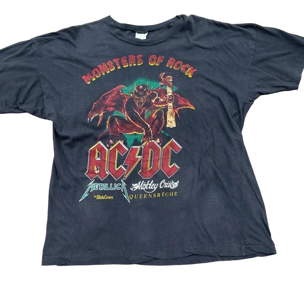 Концертный тур Monsters of Rock Свободный крой Редкая Черная Футболка Рок-группы S-5XL Унисекс Футболка