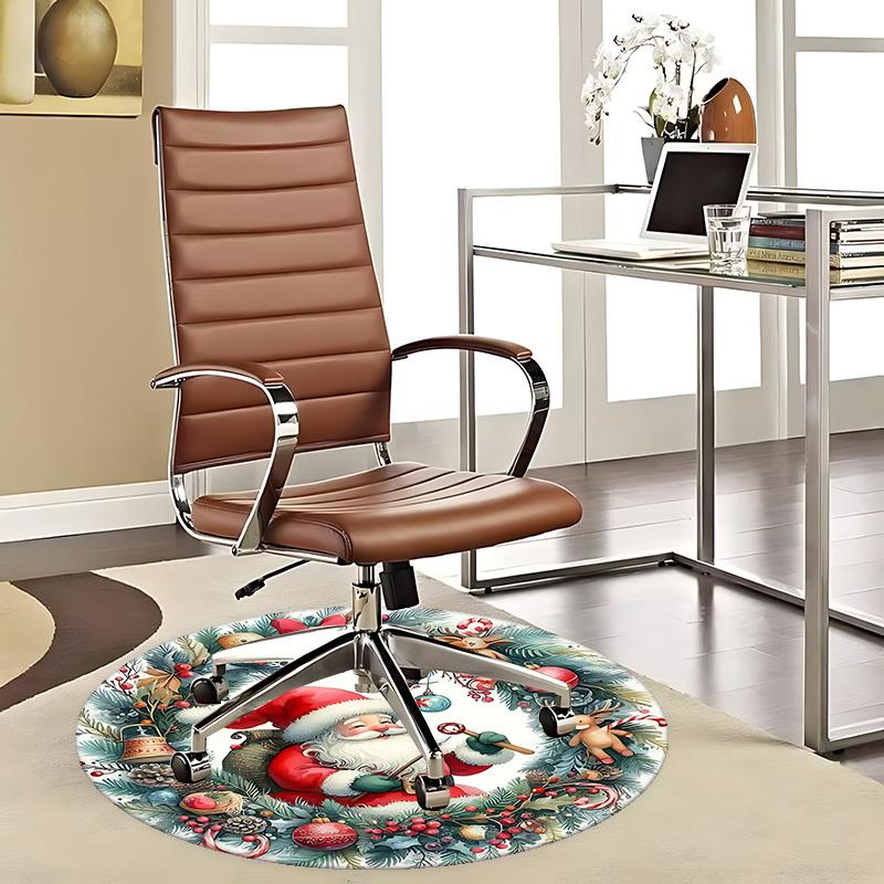 1pc Christmas Santa Claus Chair Mat - Anime Cartoon Design, Non-Slip Carpet for Office Chair, Festive Gift, Suitable for All Seasons, Living Room, Bed