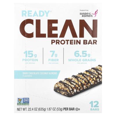 Батончик Clean Protein, темный шоколад, кокос и миндаль, 12 батончиков, 1,87 унции (53 г) Каждый