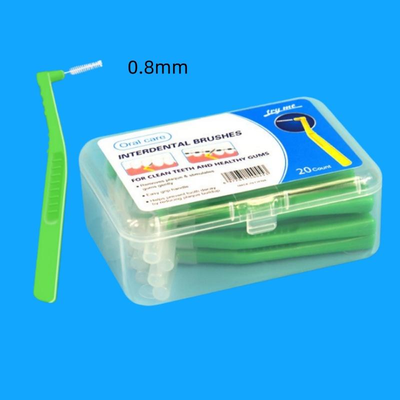 20pcs L Shaped Interdental Brush Cleaning Teeth Gap Soft Brush Portable Interdental Oral Hygiene Cleaning Toothpick Tools