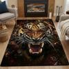 Fierce Tiger Head with Fiery Glow Patterned carpet, non slip mat suitable for living room and bedroom sofas