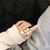 European & American Style Diamond-Studded Pearl Irregular Open Ring for Women – Trendy Cold Personality Jewelry