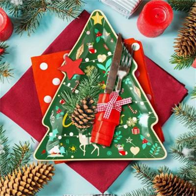 10 шт. Рождественская одноразовая посуда в форме елки бумажные тарелки С Новым годом Рождественские принадлежности Веселое рождественское украшение