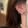 4Pcs/set  Crystal Small Hoop Earrings For Women Silver Color  Y2K Cool Daily Wear Jewelry Girl's Gift