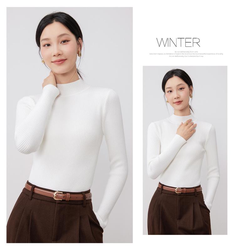 Women's Long Sleeve High-Neck Slim Fit Knit Sweater - 2025 Autumn/Winter Collection