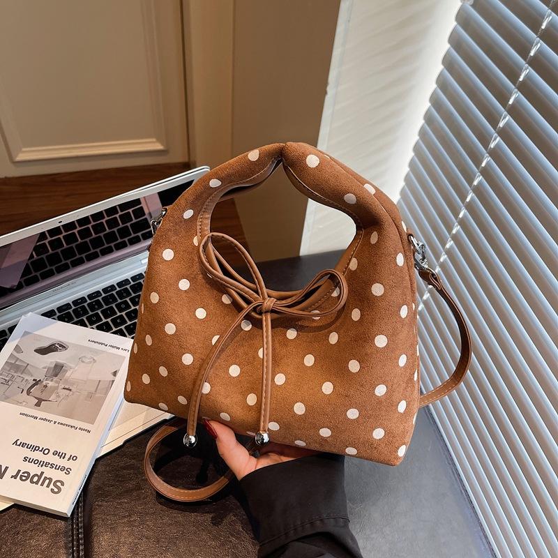 Нишевая дизайнерская сумка женская новая ретро сумка через плечо и мессенджер в горошек повседневная портативная сумка-пельмень