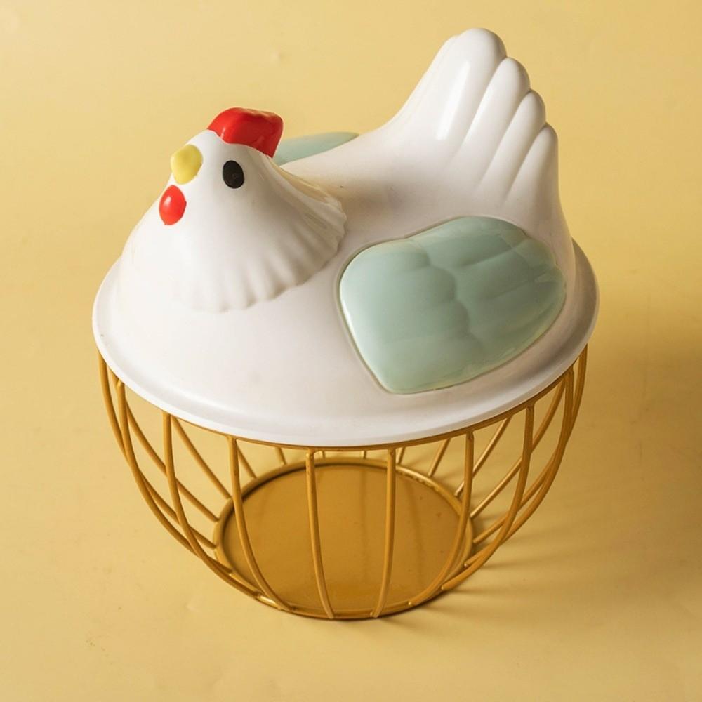Rustic Egg Container Storage Hollow Iron Basket Hen Shape Egg Basket Kitchen Accessories