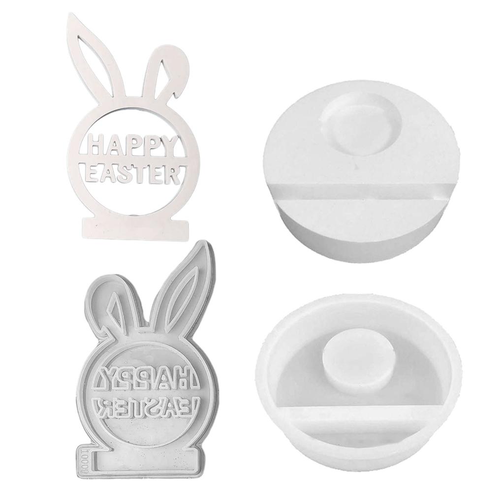 3D Rabbit Candle Holder Silicone Molds Easter Rabbit Resins Mould Candlesticks Castings Molds DIY Table Decorations