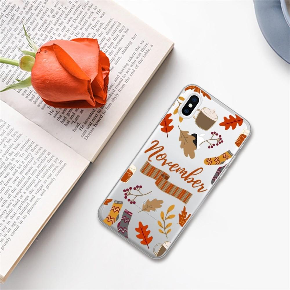 Осенний тыквенный лист Чехол для телефона Для IPhone 11 12 13 14 Mini Pro Max XR X XS TPU Прозрачный чехол Для 8 7 6 Plus SE 2020