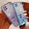 KADEM For Samsung Galaxy A42 5G/M42 5G Gradient Glitter Powder TPU Cover Rhinestone Decor Flower Pattern Anti-drop Protective Case